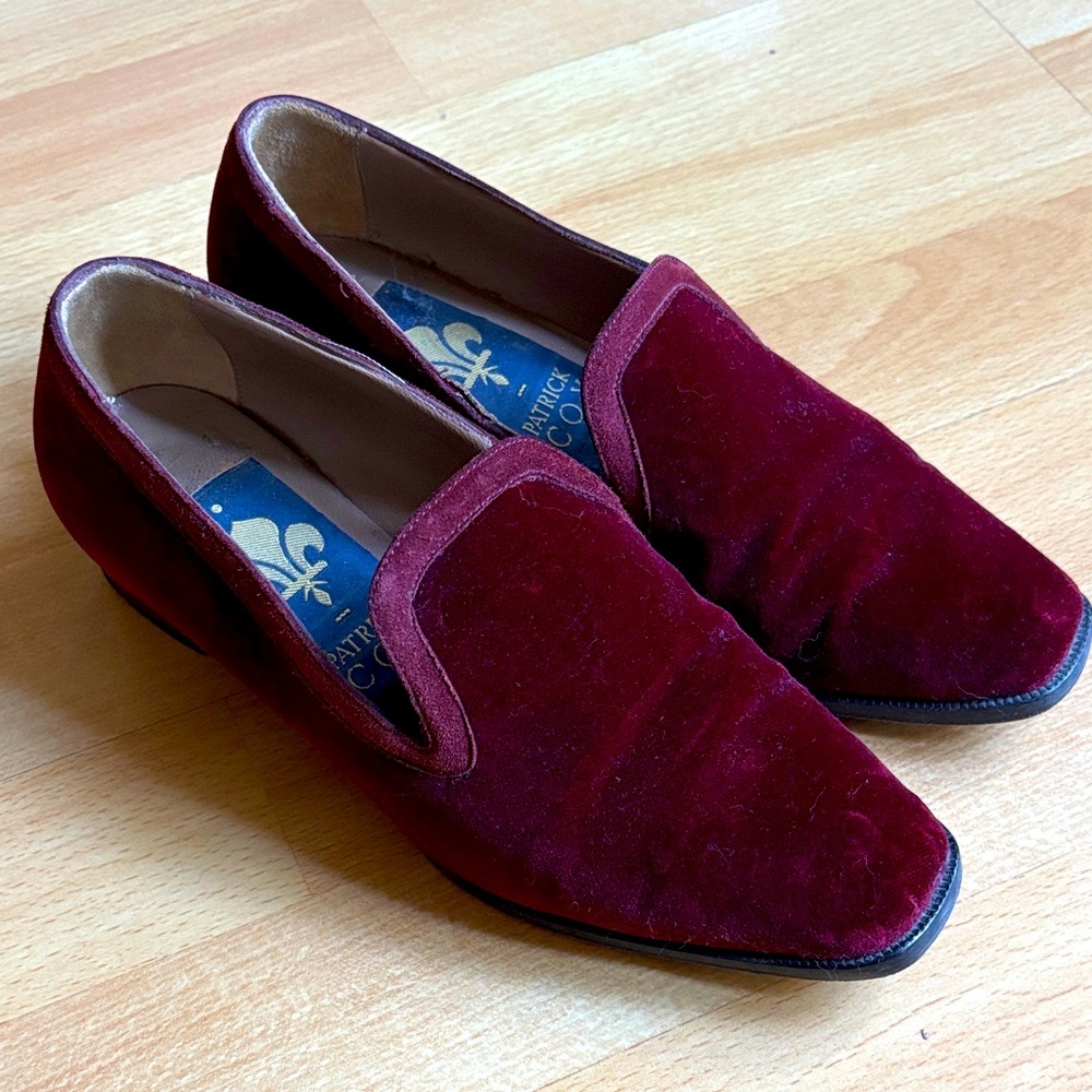 Patrick Cox Deep Red Velvet Loafers
